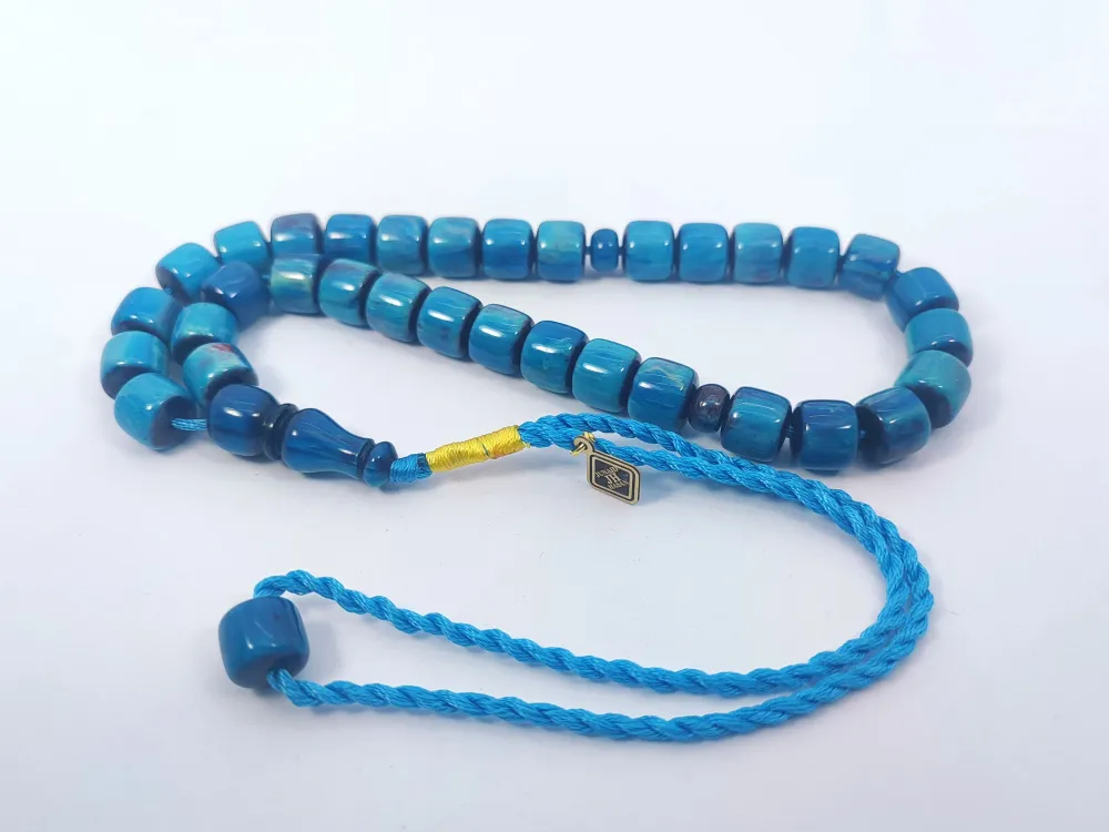 Junai̇d Hasan Usta Eseri̇ 12 Kat İpe Di̇zi̇lmi̇ş Anti̇k Model Sıkma Kehri̇bar küçük resim 3