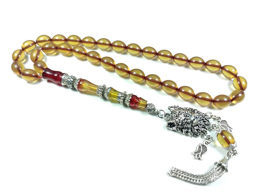 Kurt Başlı Alman Gümüş Püskül Kombi̇nli̇ Gümüş Nakkaş İmame Sıkma Kehri̇bar küçük resim 2