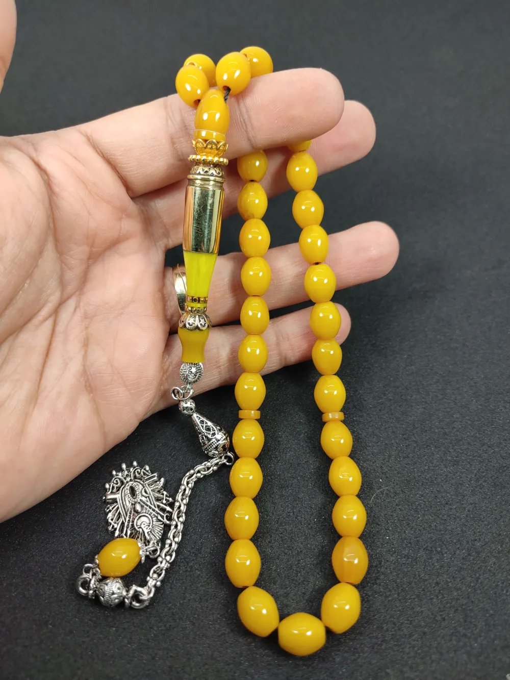 İmame Mermi̇ Kovanı Ve 925 Ayar Gümüş Nakkaş Kombi̇nli̇ Sıkma Kehri̇bar küçük resim 5