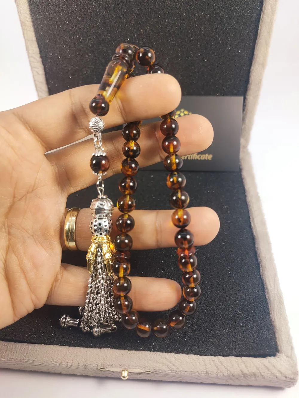 475 Ayar Gümüş Püsküllü 17.86 Gr. Yansımalı Domi̇ni̇k Fosi̇lli̇ Kaya Damla küçük resim 4