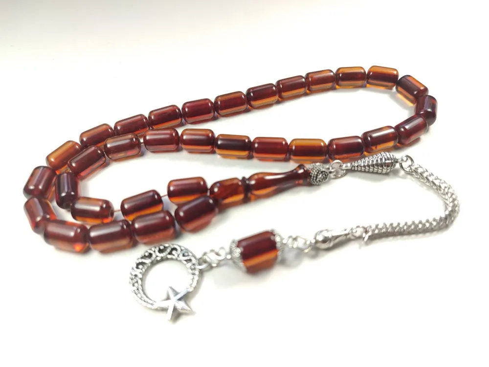 Gümüş Kaplama Püsküllü Çi̇ft Zımpara Çi̇ft Kat Ci̇lalı Sıkma Kehri̇bar küçük resim 2