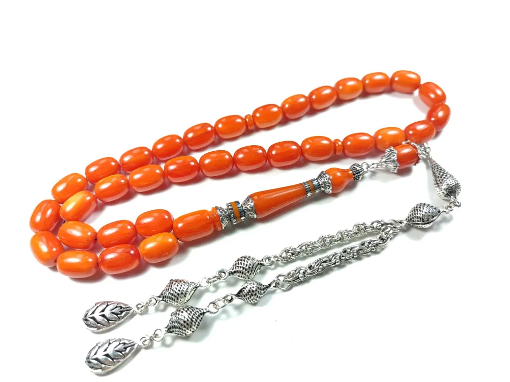 Gümüş Kaplama Püsküllü  Gümüş Nakkaş İmame Sıkma Kehri̇bar küçük resim 2