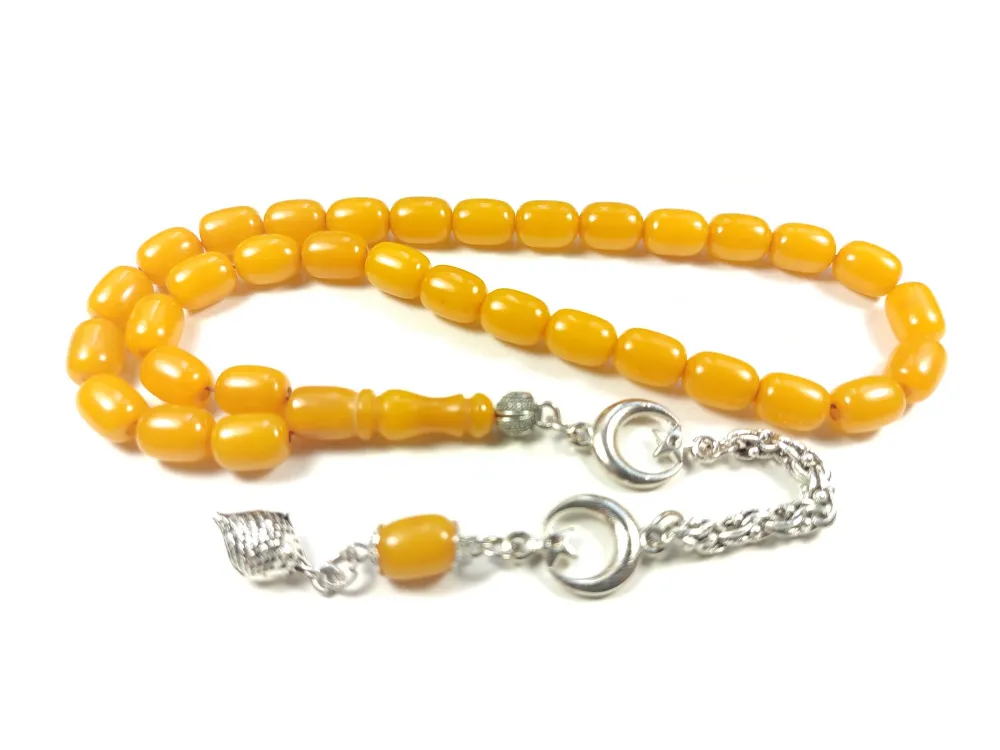 Gümüş Kaplama Püsküllü Çi̇ft Zımpara Çi̇ft Kat Ci̇lalı Sıkma Kehri̇bar küçük resim 2