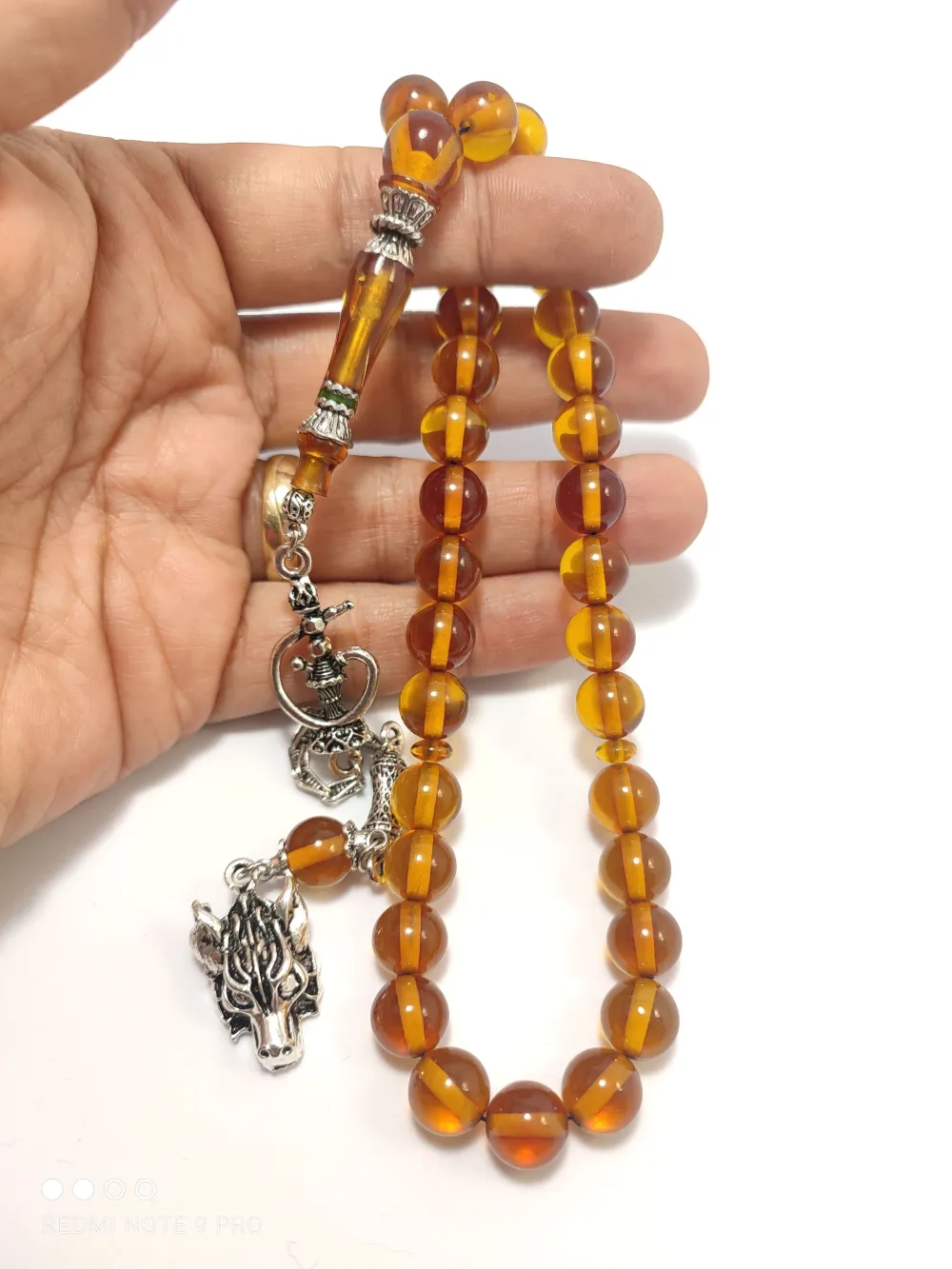 925 Ayar Gümüş Nakkaş İmame  Sıkma Kehri̇bar küçük resim 4