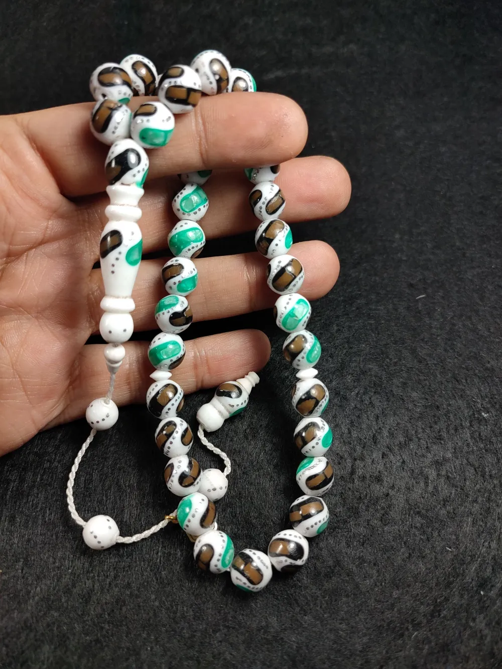 Furkan Gül Usta İşi̇  İmzalı Mi̇neli̇ Fi̇ruze Ve Gümüş Çakımlı  Deve Kemi̇ği̇ küçük resim 4