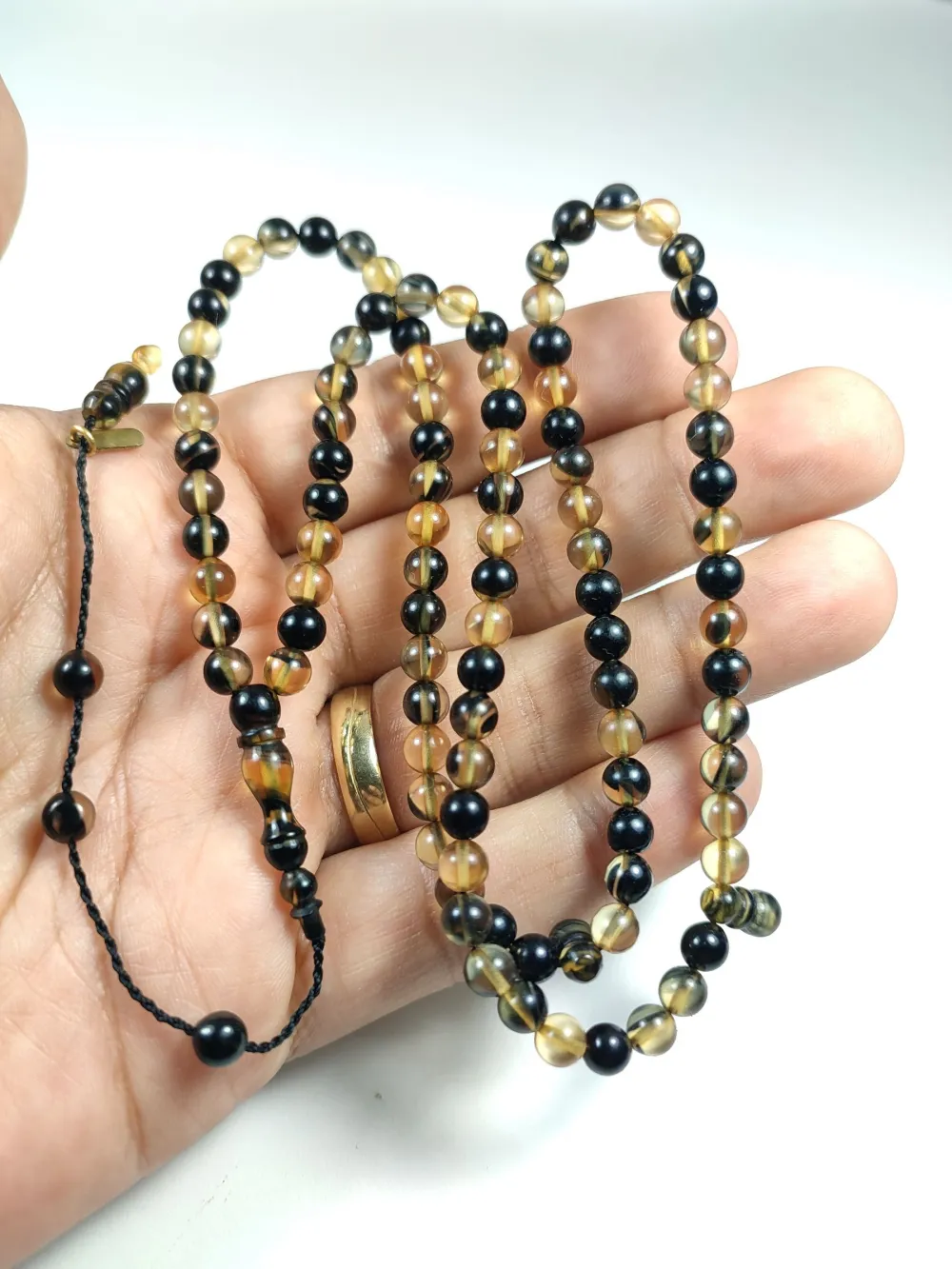 Mehmet Mercan Usta İşi̇ İmzalı Mühürlü Sıkma Kehri̇bar Namaz Tesbi̇hi̇ küçük resim 4