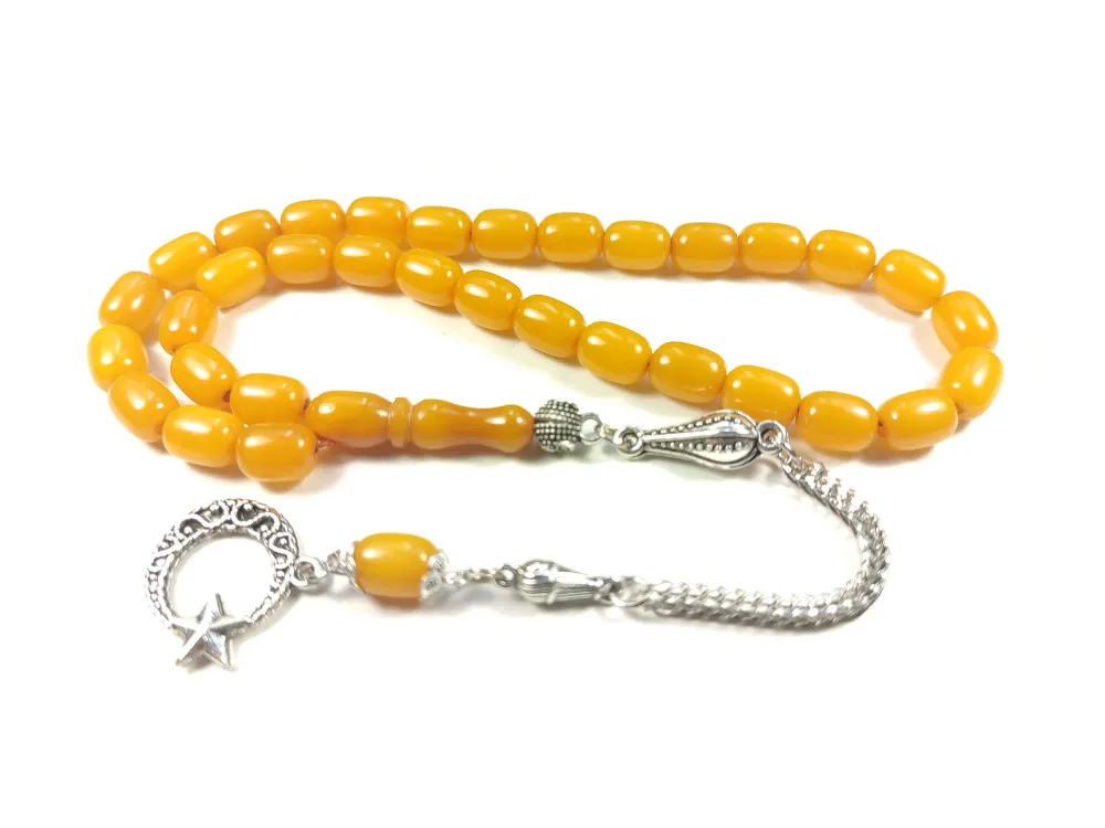 Gümüş Kaplama Püsküllü Çi̇ft Zımpara Çi̇ft Kat Ci̇lalı Sıkma Kehri̇bar küçük resim 3