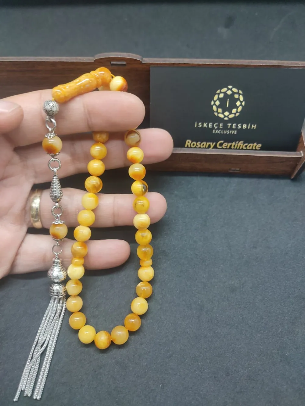 Gümüş Püsküllü İskeçeli̇ Cemi̇l Usta Eseri̇ 13.60 Gr. Li̇tfanya Kaya Damla Kehri̇bar küçük resim 4