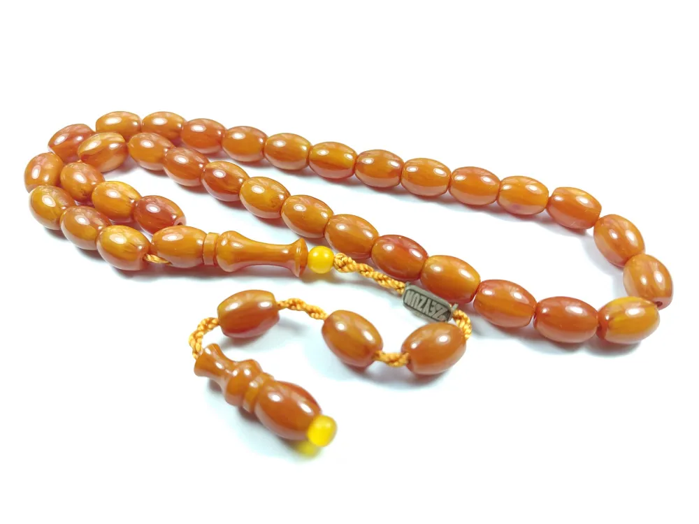 Mahmud Zeyzun Usta İşi̇ İmzalı (İmzası Gümüştür) Mi̇şmi̇şi̇ Renk Sıkma Kehri̇bar küçük resim 2