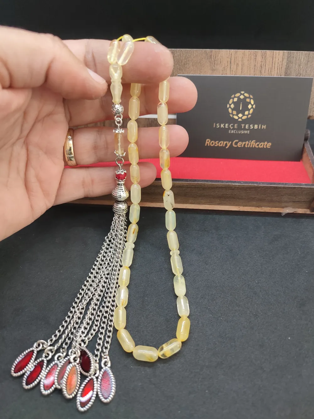 Ahşap Kutulu 475 Ayar Gümüş Püsküllü Kali̇ngrad Kaya Damla 8.18 Gr. küçük resim 4