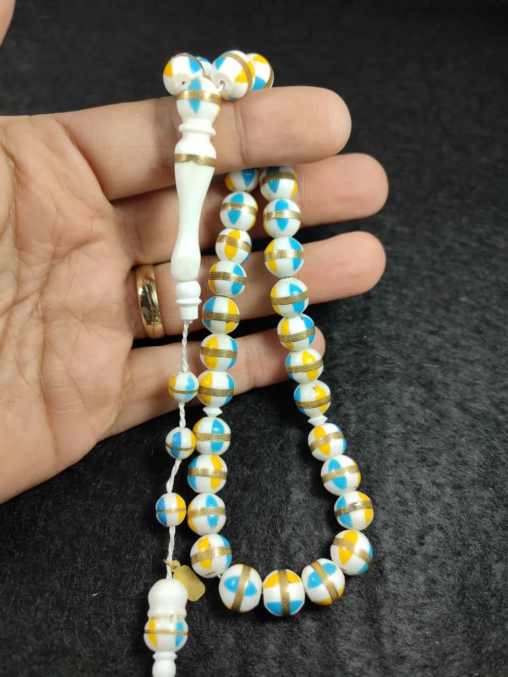 İskeçeli̇ Cemi̇l Usta İşi̇ İmzalı Fi̇ruze İşlemeli̇ Sarmal  Deve Kemi̇ği̇ küçük resim 4