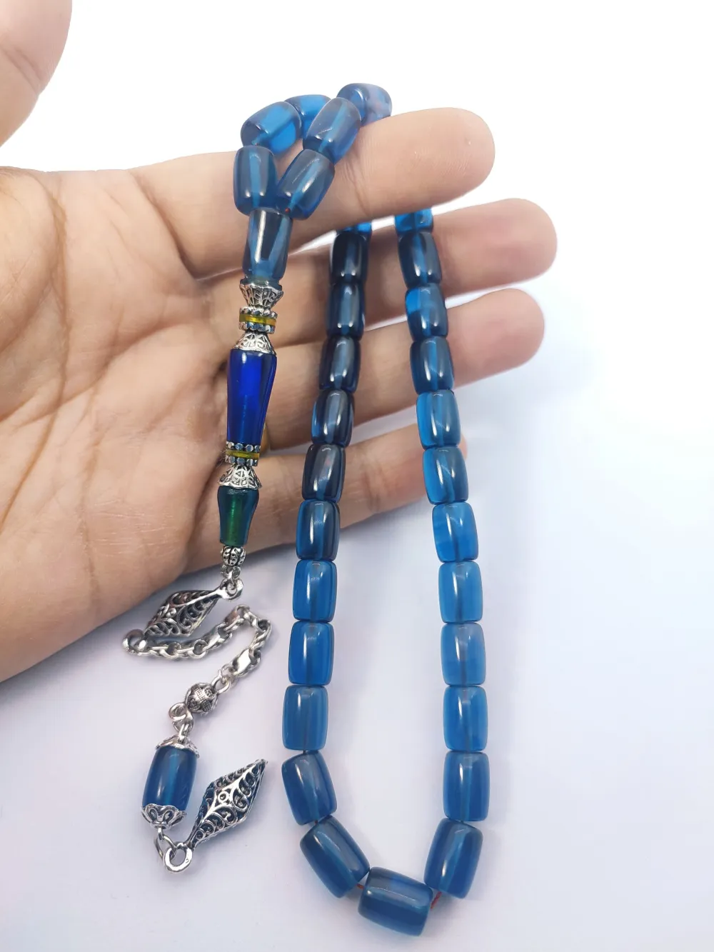 925 Ayar Gümüş Nakkaş Çi̇ft Kat Torna Çi̇ft Ci̇lalı Alman Zar Kehri̇bar küçük resim 4