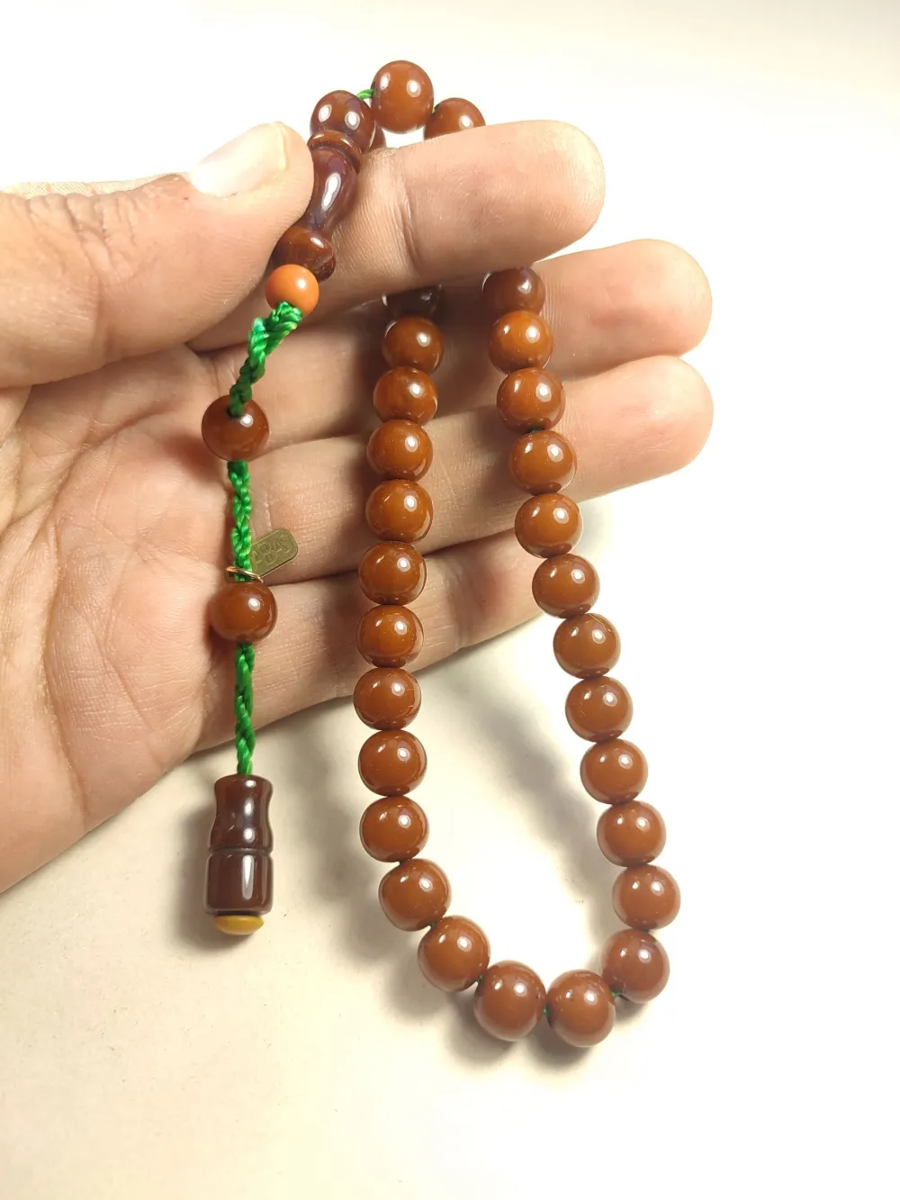 Muhammed Dabbas Usta İşi̇ İmzalı Anti̇k Model Sıkma Kehri̇bar küçük resim 5