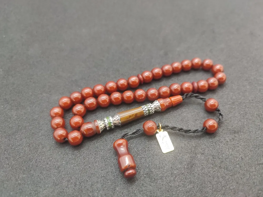 Zeyn Usta Eseri̇ Gümüş Nakkaş Bi̇lek Boy Sıkma Kehri̇bar küçük resim 3