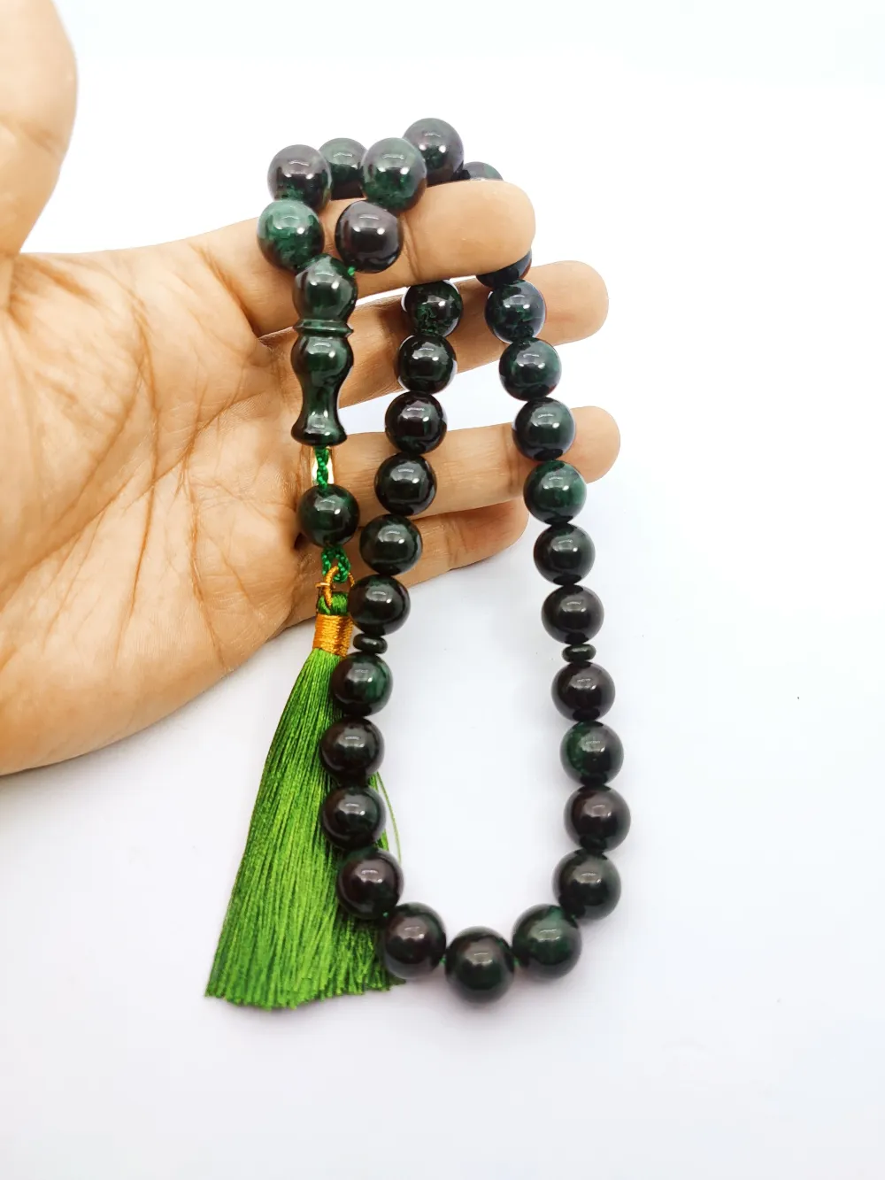 Ebu Zeyn Usta Eseri̇ İmzalı İri̇ Boy 12 Kat İpe Di̇zi̇li̇ Eski̇ Usul Sıkma Kehri̇bar küçük resim 4