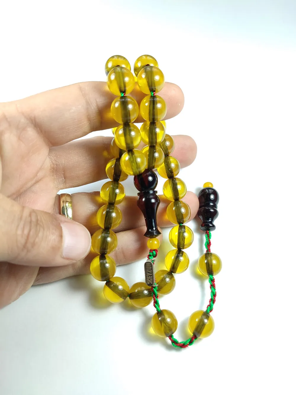 Mahmud Zeyzun Usta İşi̇ İmzalı Mühürlü (İmzası Gümüştür) Sıkma Kehri̇bar küçük resim 4