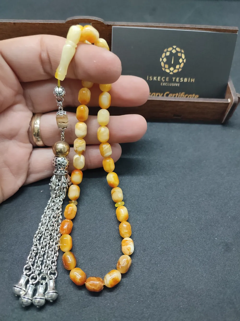 Ahşap Kutulu  6.75 Gr. Gümüş Püsküllü Toprak Fosi̇lli̇ 11.20 Gr. Rus Kaya Damla küçük resim 4