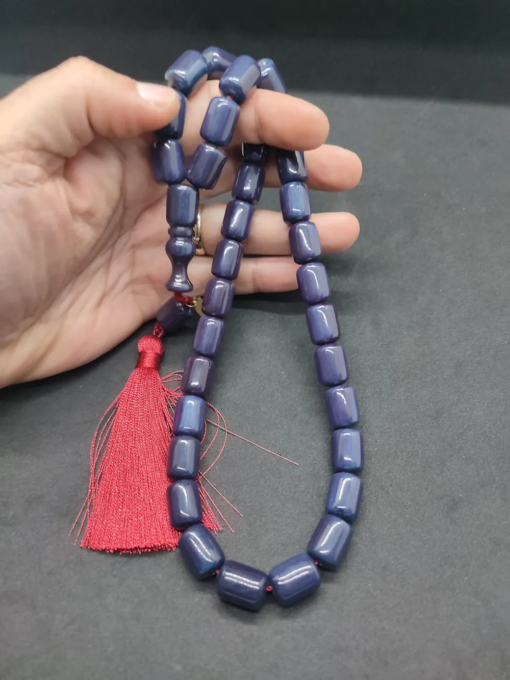 Ebu Zeyn Usta Eseri̇ İmzalı İri̇ Boy 12 Kat İpe Di̇zi̇li̇ Eski̇ Usul Sıkma Kehri̇bar küçük resim 4