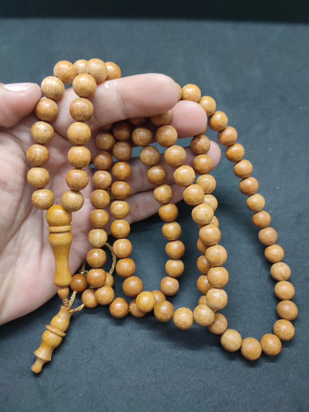 Hali̇l Hi̇lmi̇ Usta İşi̇ İmzalı Afri̇ka Ovengol Ağacı Namaz Tesbi̇hi̇ küçük resim 4