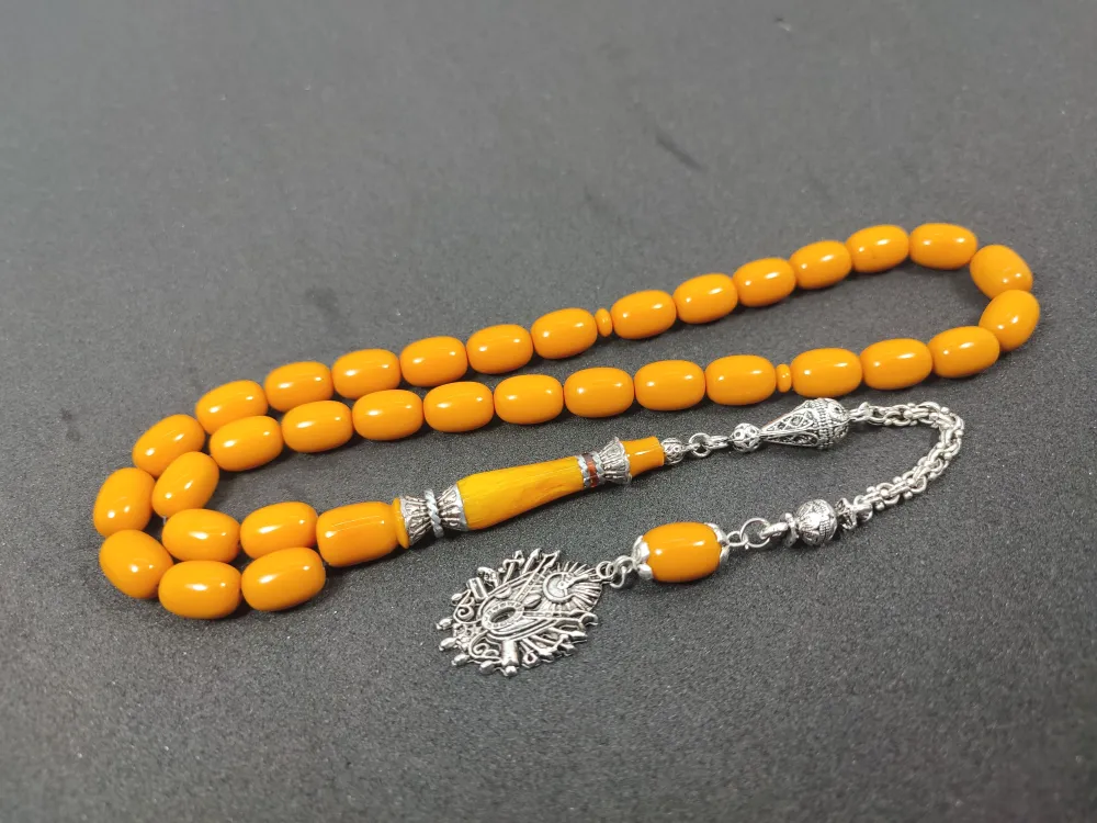 Şevket Alkan Usta İşi̇ 925 Ayar Gümüş Nakkaş İmame  Sıkma Kehri̇bar küçük resim 3