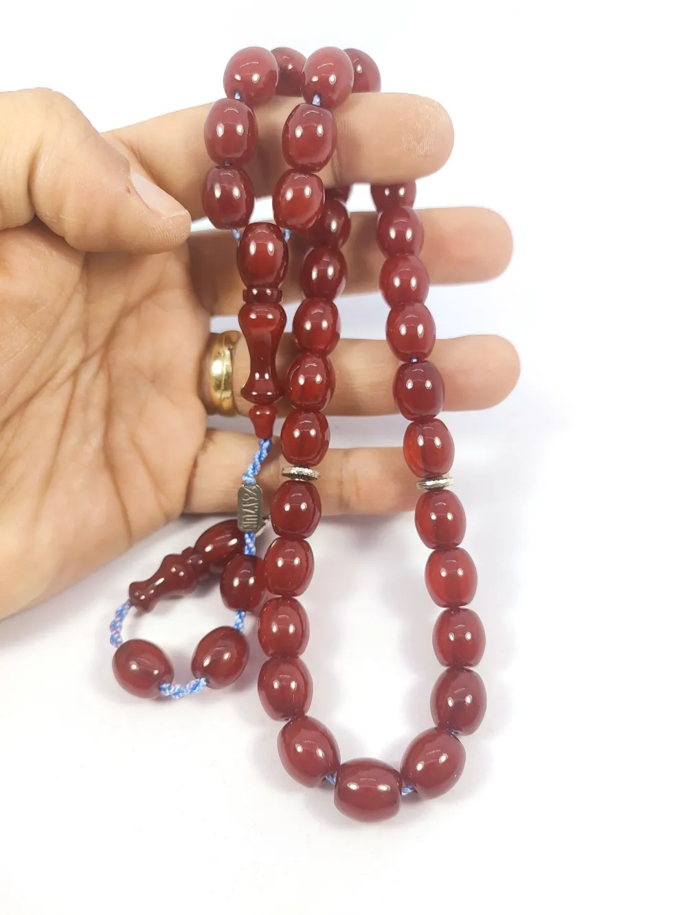 Zeyzun Usta Eseri̇ Di̇k Damar (İmza Çi̇vi̇ Ara Pulları Gümüş) Sıkma Kehri̇bar küçük resim 5