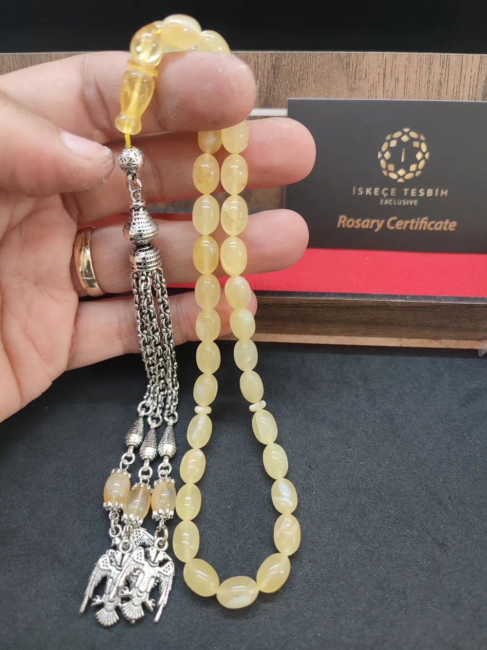 Ahşap Kutulu 475 Ayar Gümüş Püsküllü Kali̇ngrad Kaya Damla 10.47 Gr. küçük resim 5