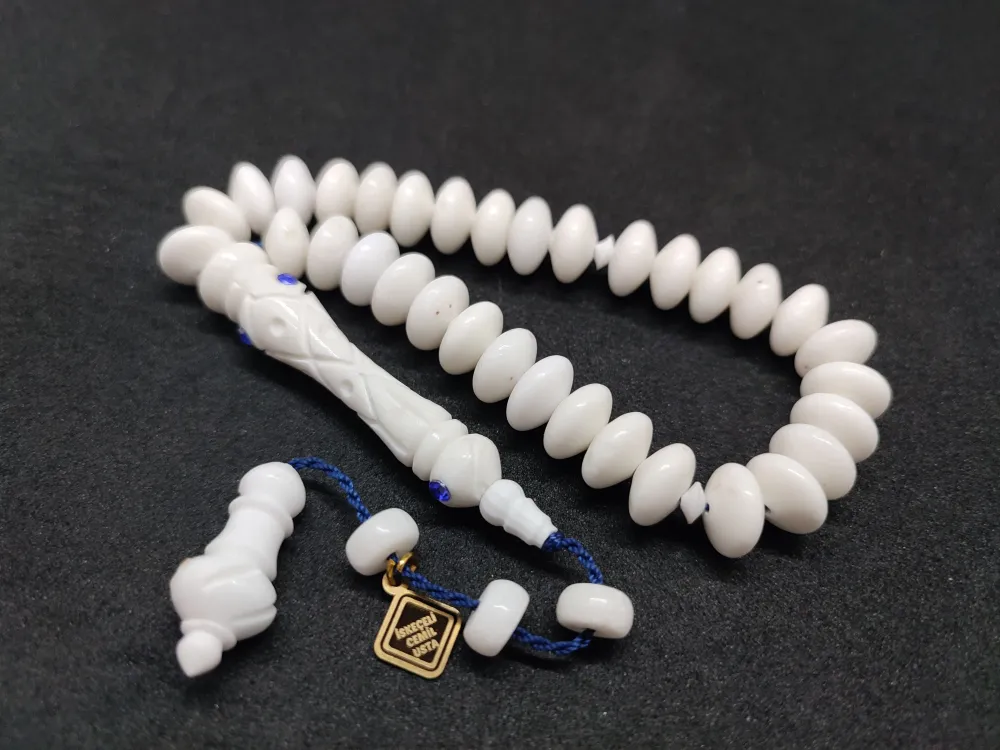 İskeçeli̇ Cemi̇l Usta Eseri̇ Swarovski̇ Çakımlı İmame Hi̇tame Kalem Oyma Deve Kemi̇ği̇ küçük resim 2