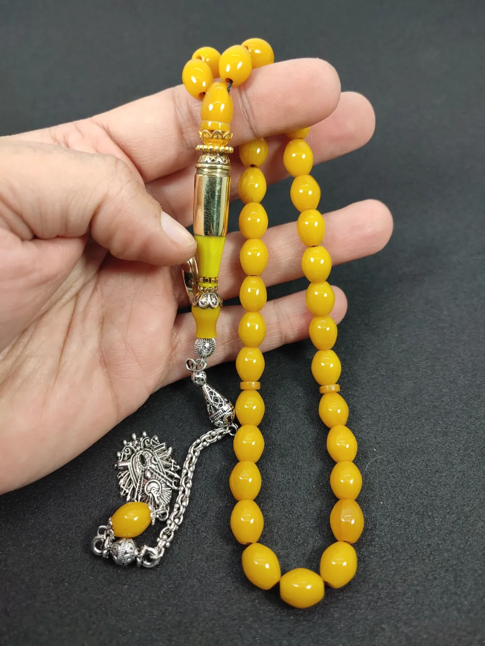 İmame Mermi̇ Kovanı Ve 925 Ayar Gümüş Nakkaş Kombi̇nli̇ Sıkma Kehri̇bar küçük resim 4