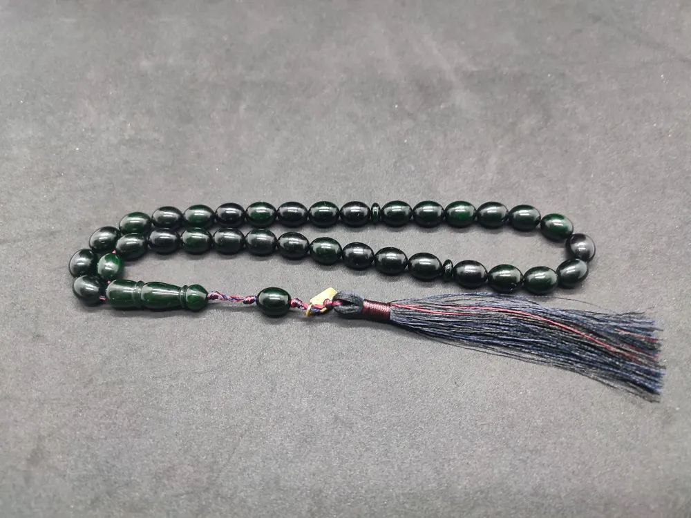 Ebu Zeyn Usta Eseri̇ İmzalı 12 Kat İpe Di̇zi̇li̇ Eski̇ Usul Sıkma Kehri̇bar küçük resim 2