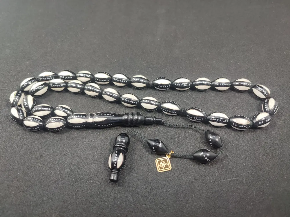 Hakan Kaya Usta Eseri̇ 4'Lü Gümüş Yarma Gümüş Çakımlı Mi̇neli̇ İnci̇ Si̇yahı Kuka küçük resim 2