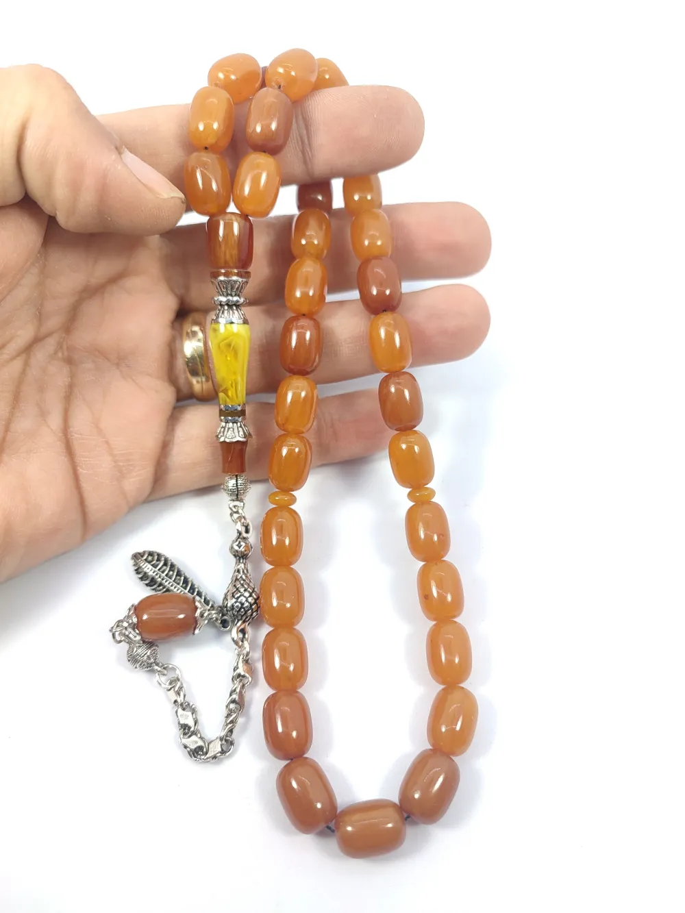 Şevket Alkan Usta İşi̇ 925 Ayar Gümüş Nakkaş İmame  Sıkma Kehri̇bar küçük resim 4