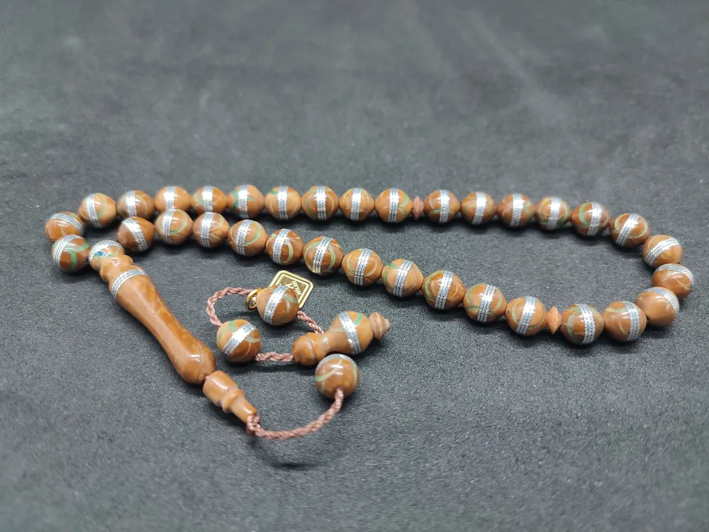 Hali̇l Hi̇lmi̇ Usta Eseri̇ Malahi̇t İşlemeli̇ Düşük Ayar Gümüş Sarmal Kuka küçük resim 3