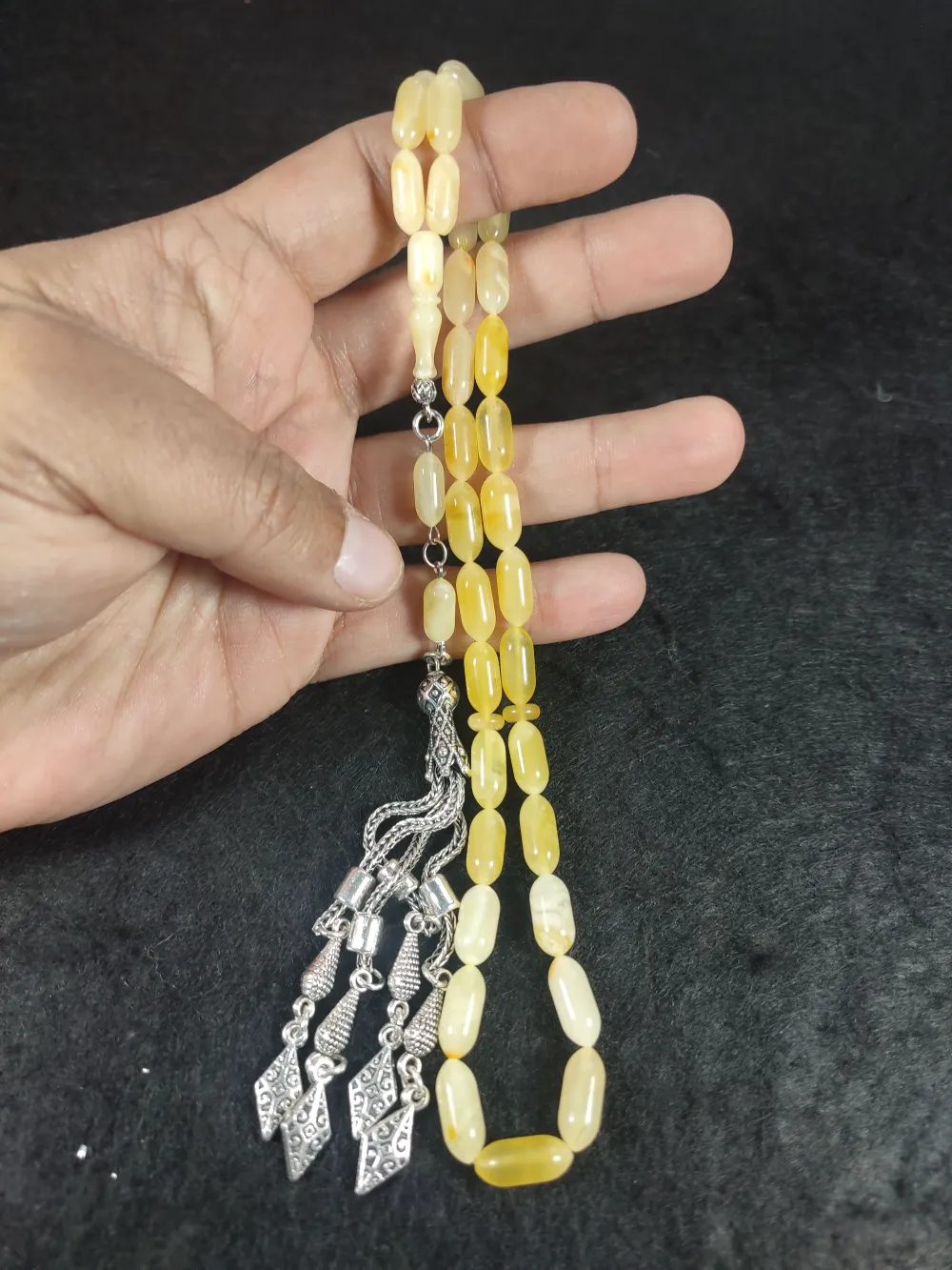 Gümüş Püsküllü 13.25 Gr. Orji̇nal Krali̇çe Baltık Kaya Damla Kehri̇bar küçük resim 5