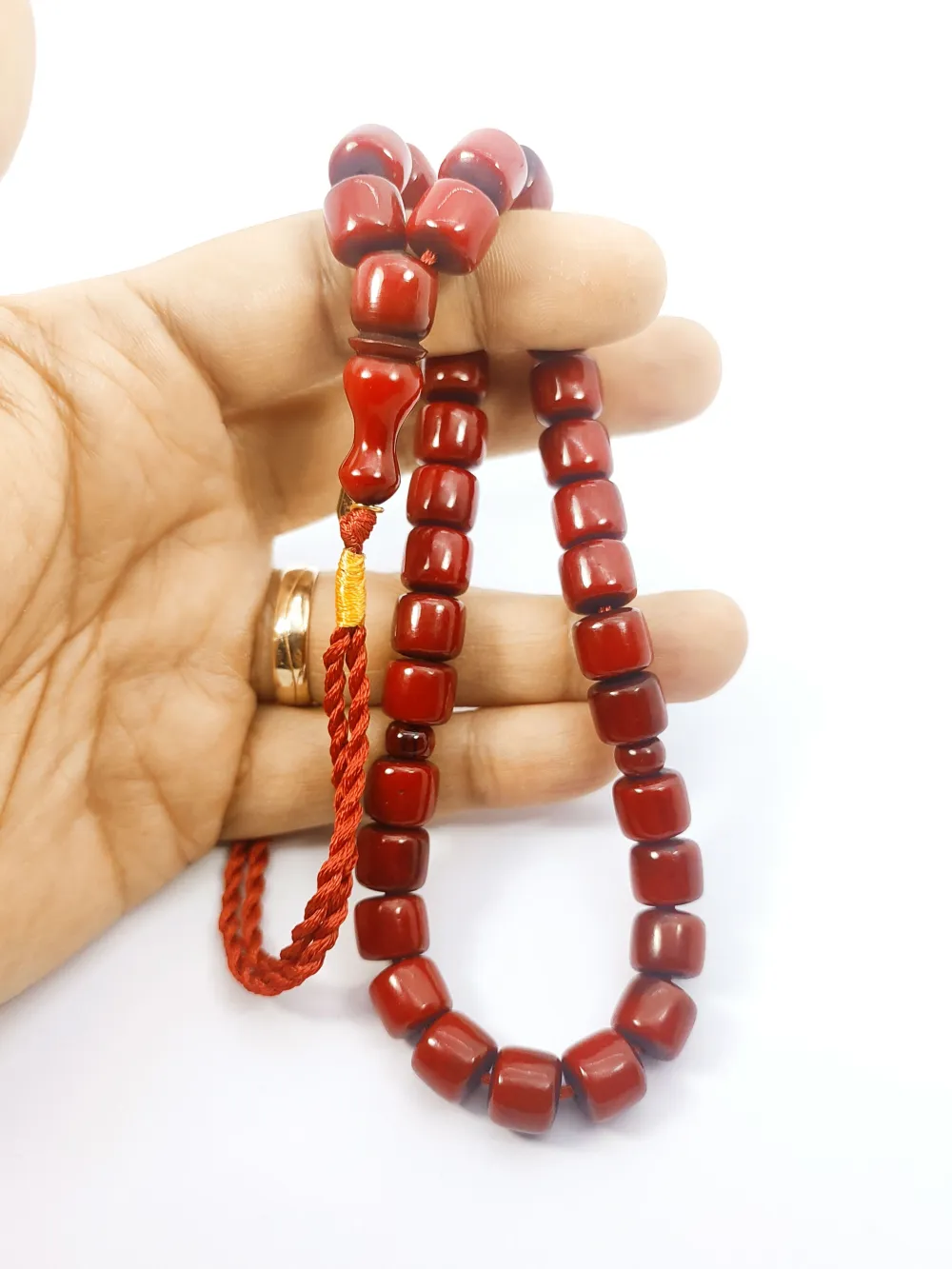 Junai̇d Hasan Usta Eseri̇ 12 Kat İpe Di̇zi̇lmi̇ş Anti̇k Model Sıkma Kehri̇bar küçük resim 4