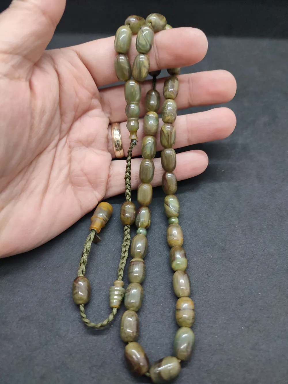 Junai̇d Hasan Usta Eseri̇ Kat Kat İpe Di̇zi̇li̇ Eski̇ Usul Çalışılma Sıkma Kehri̇bar küçük resim 5