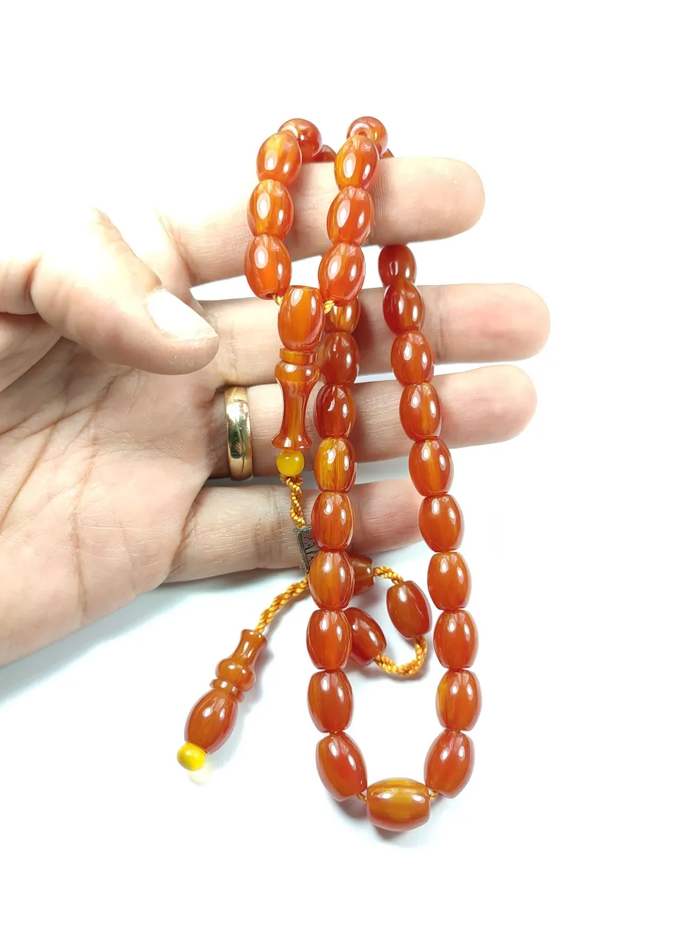 Mahmud Zeyzun Usta İşi̇ İmzalı (İmzası Gümüştür) Sıkma Kehri̇bar küçük resim 5