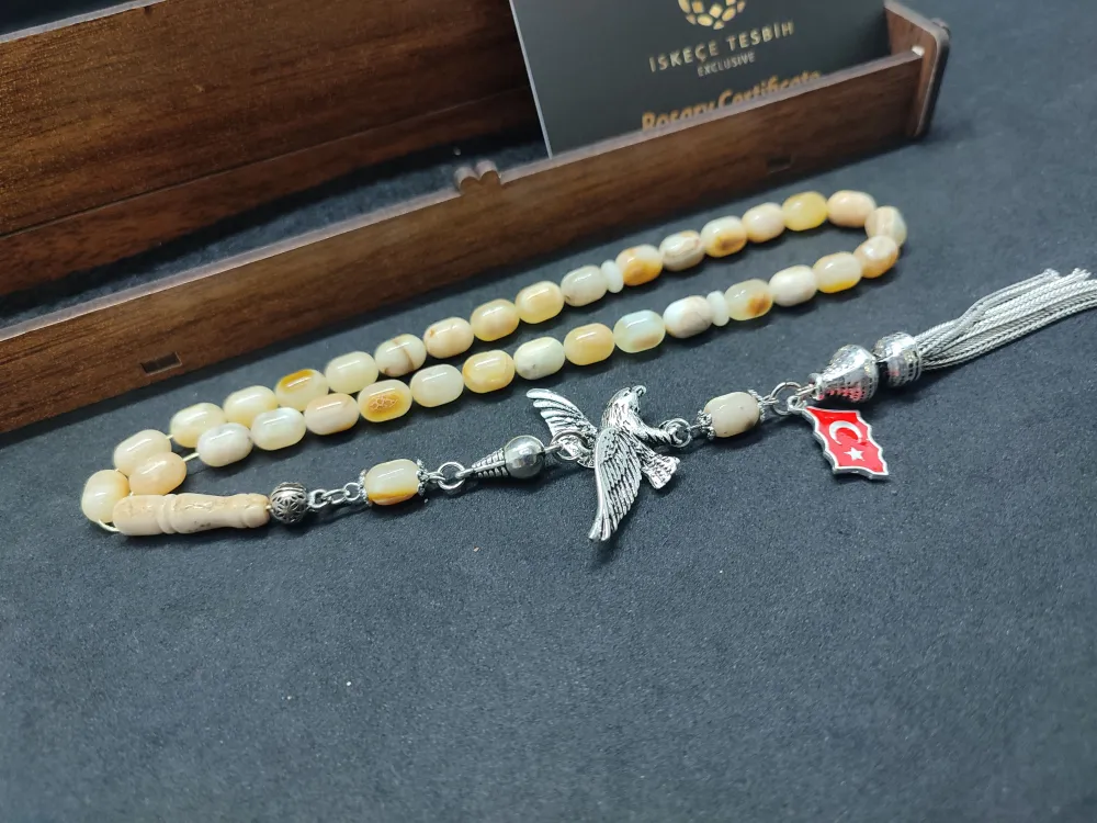 Ahşap Kutulu  6.75 Gr. Gümüş Püsküllü Toprak Fosi̇lli̇ 11.20 Gr. Rus Kaya Damla küçük resim 2