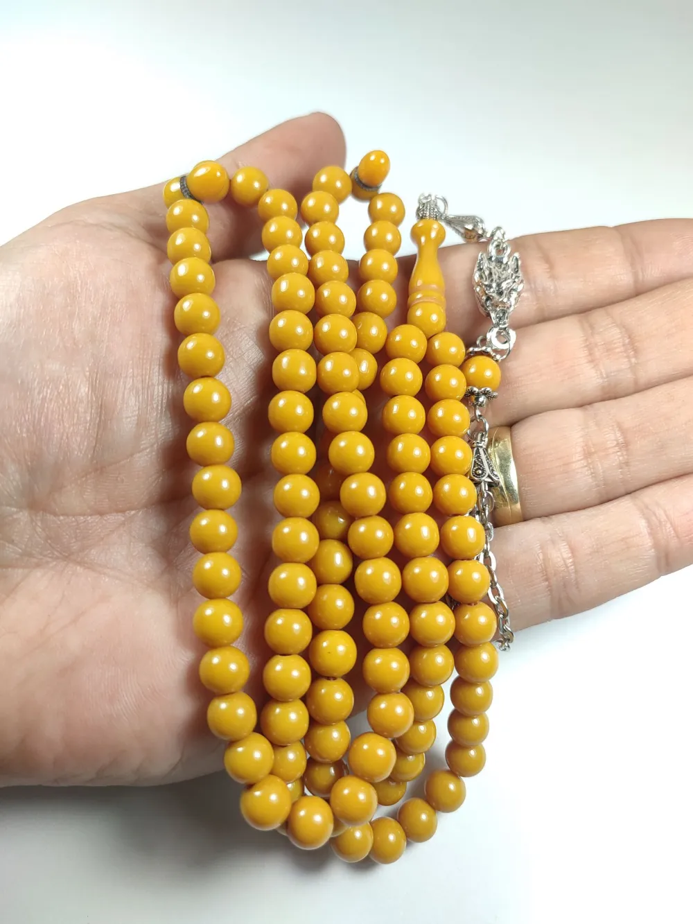 Alman Gümüş Püskül Kombi̇nli̇  Sıkma Kehri̇bar Namaz Tesbi̇hi̇ küçük resim 4