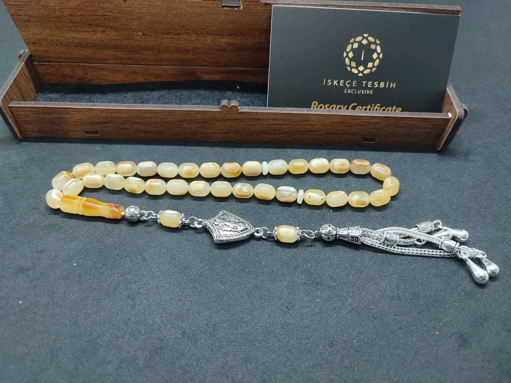 Ahşap Kutulu  6.75 Gr. Gümüş Püsküllü Toprak Fosi̇lli̇ 13 Gr. Rus Kaya Damla küçük resim 2