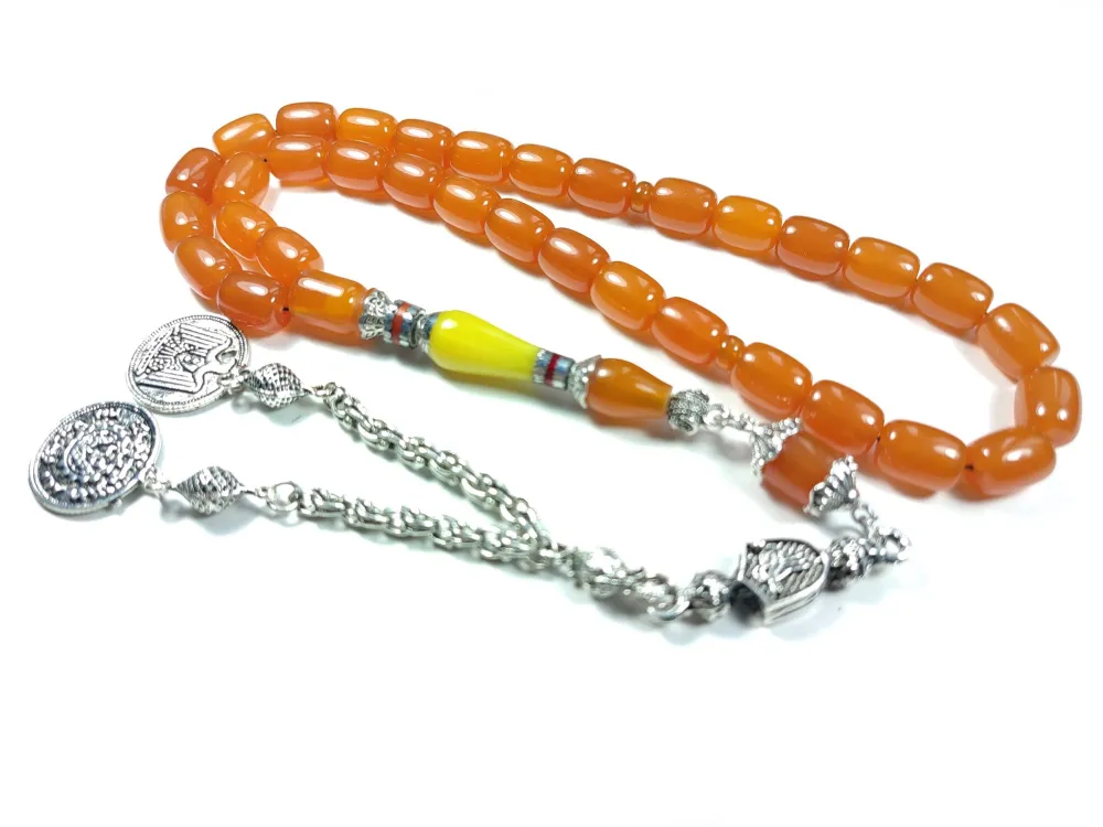 Gümüş Kaplama Püsküllü  Gümüş Nakkaş İmame Sıkma Kehri̇bar küçük resim 2