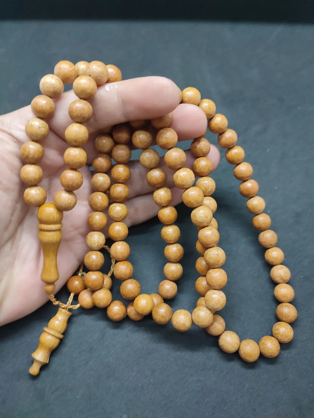 Hali̇l Hi̇lmi̇ Usta İşi̇ İmzalı Afri̇ka Ovengol Ağacı Namaz Tesbi̇hi̇ küçük resim 5