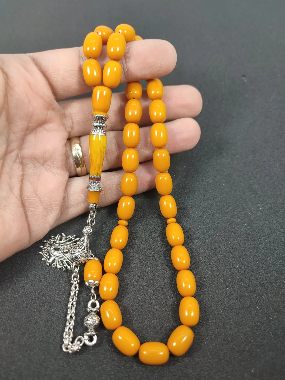 Şevket Alkan Usta İşi̇ 925 Ayar Gümüş Nakkaş İmame  Sıkma Kehri̇bar küçük resim 4