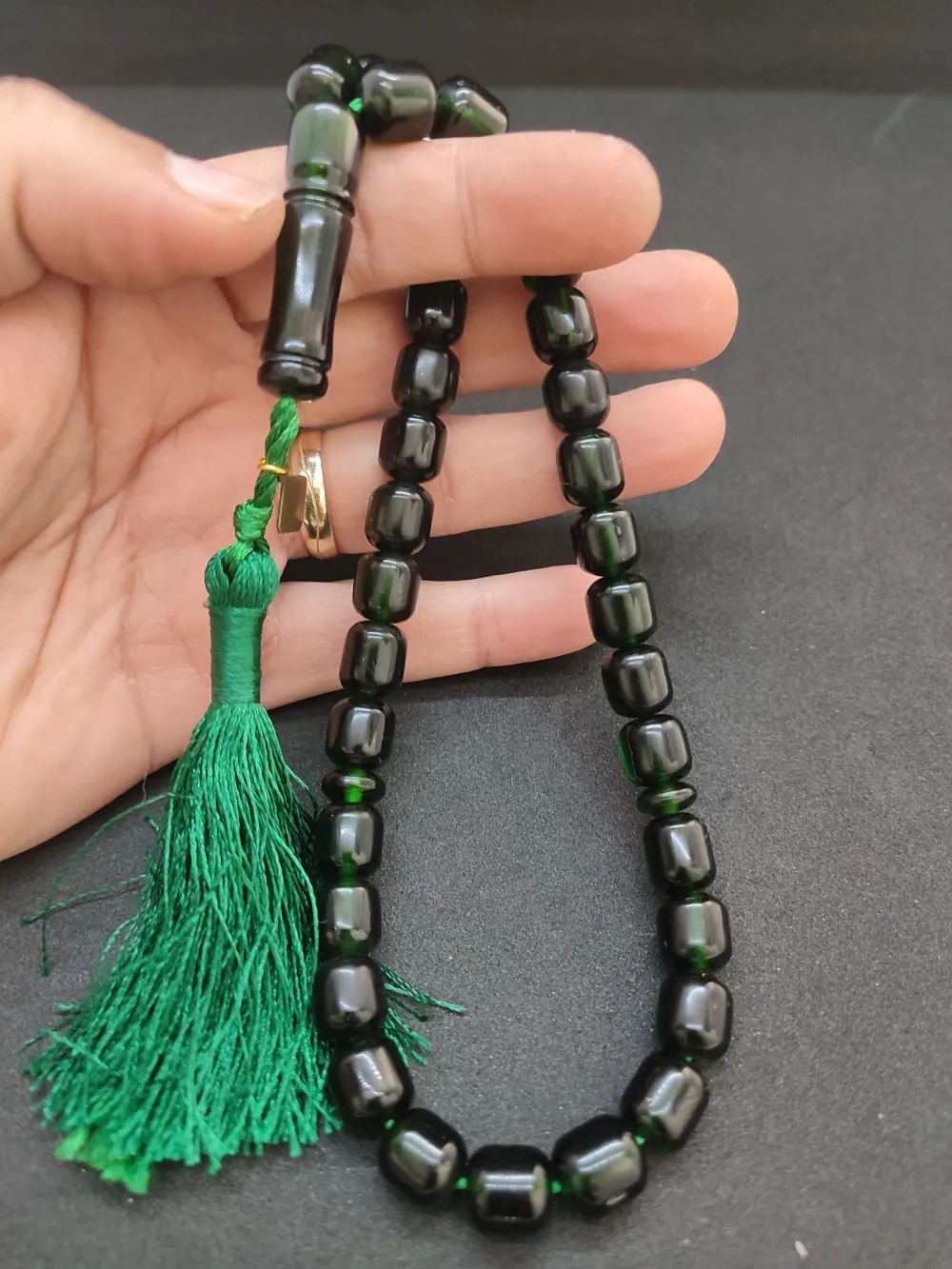 Junai̇d Hasan Usta Eseri̇ 12 Kat İpe Di̇zi̇lmi̇ş Anti̇k Model Sıkma Kehri̇bar küçük resim 4