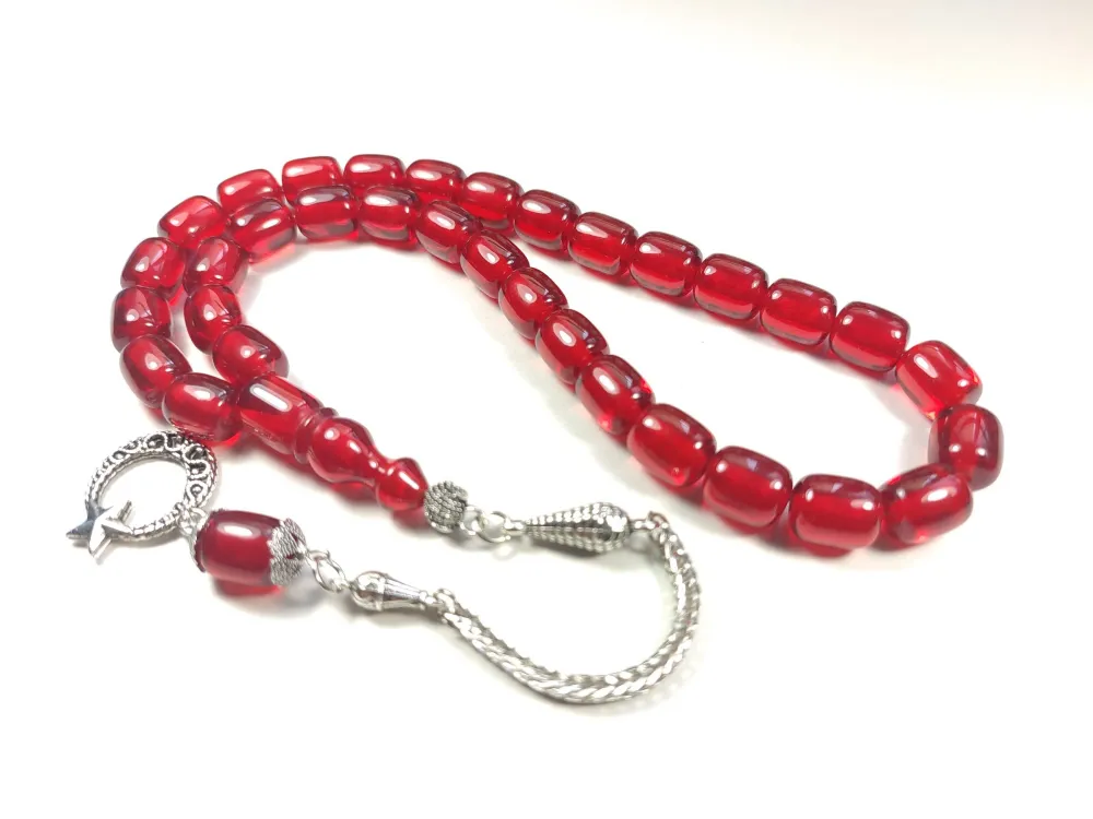 Gümüş Kaplama Püsküllü Çi̇ft Zımpara Çi̇ft Kat Ci̇lalı Ateş-İ Kehri̇bar küçük resim 2