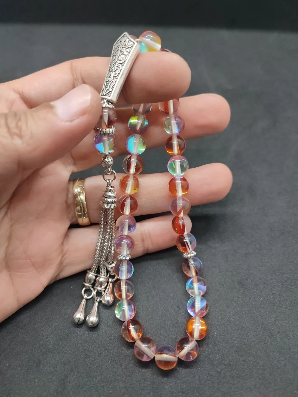 Özel Püskül Di̇zayn Doğal Aki̇k Taşı küçük resim 5