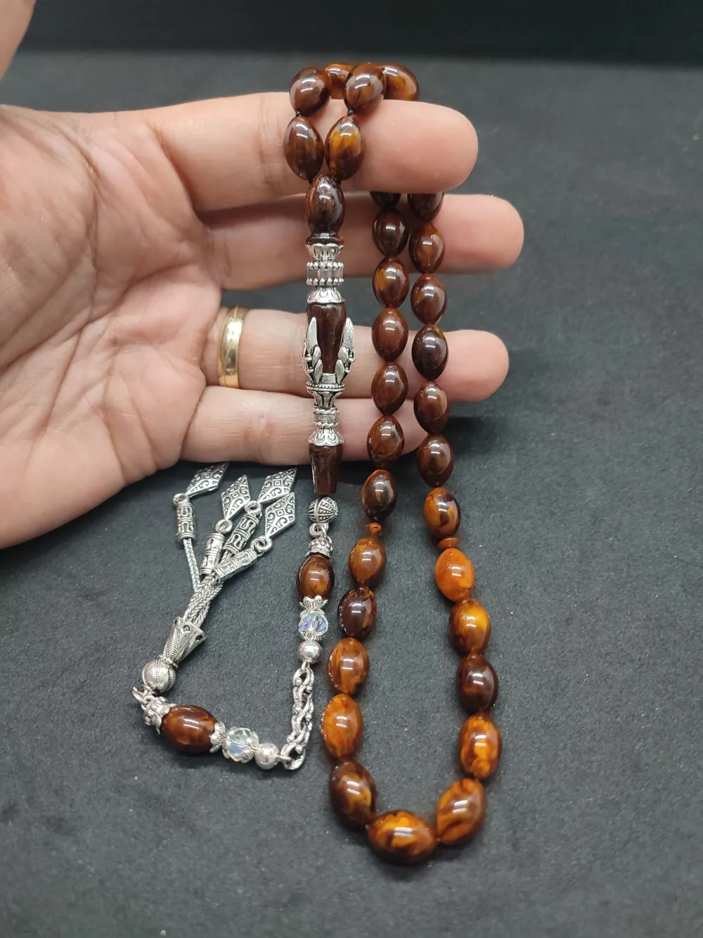 Zeyn Usta Eseri̇ Gümüş Nakkaş İmame Pençe Model Sıkma Kehri̇bar küçük resim 4