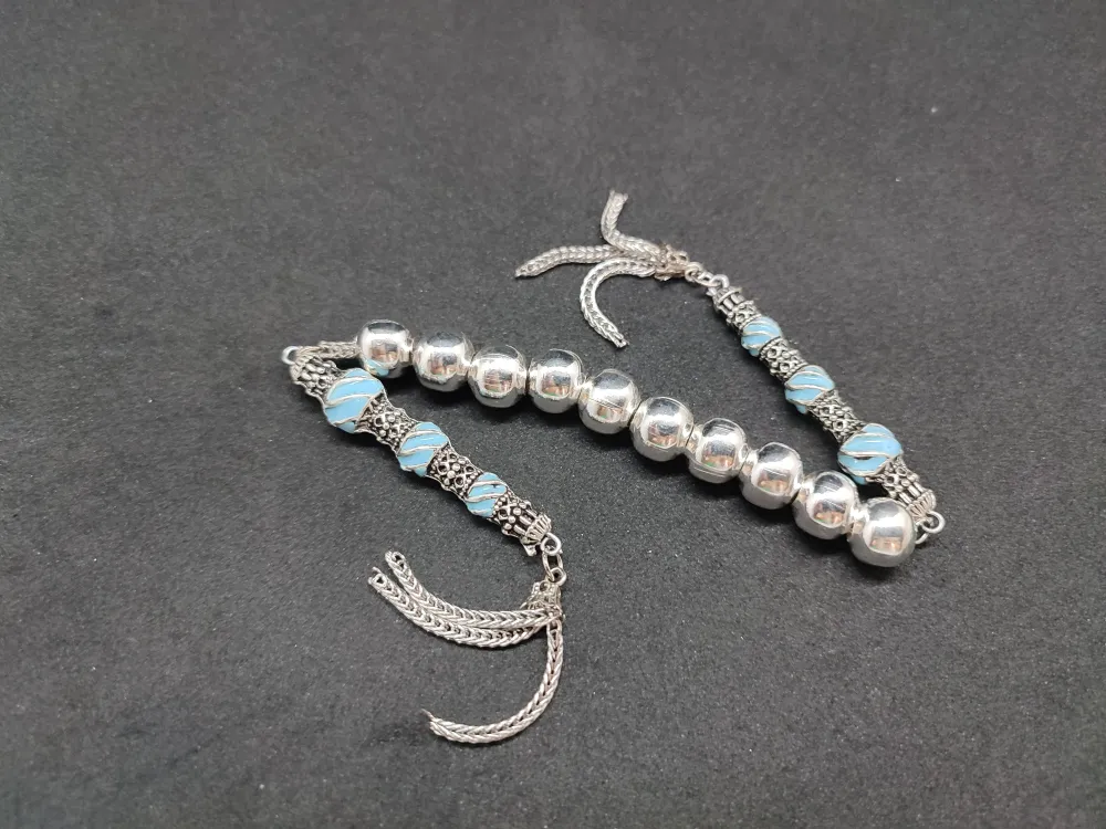 Bu Fi̇yata Yok! Çi̇ft Nakkaş İmame Zaza Model  Düşük Ayar Gümüş Tesbi̇h küçük resim 3