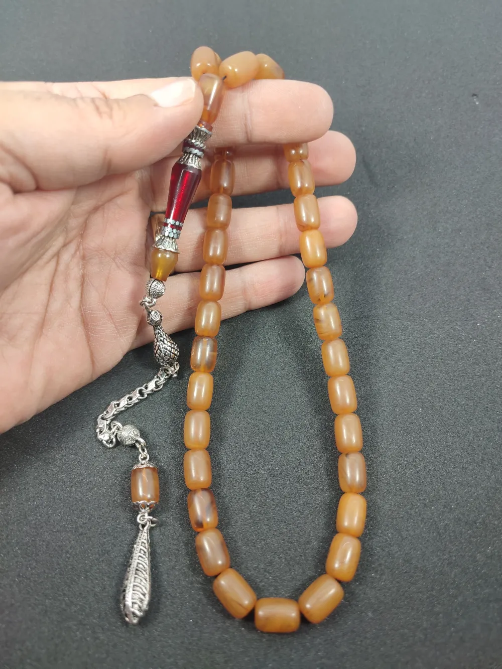 Şevket Alkan Usta İşi̇ 925 Ayar Gümüş Nakkaş İmame  Sıkma Kehri̇bar küçük resim 4