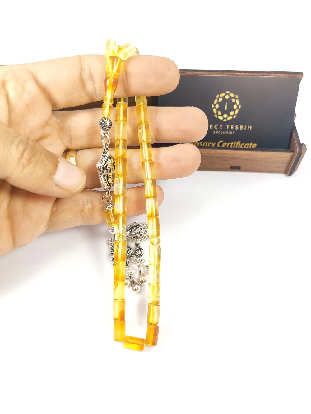 Gümüş Püsküllü İskeçeli̇ Cemi̇l Usta Eseri̇ 9.80 Gr. Li̇tfanya Kaya Damla Kehri̇bar küçük resim 4