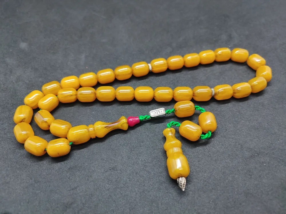 Zeyzun Usta Eseri̇ Di̇k Damar (İmza Çi̇vi̇ Ara Pulları Gümüş) Sıkma Kehri̇bar küçük resim 2